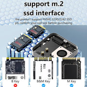 Blueendless M3NF M.2 NVMe Magnetic Hard Drive Enclosure PD100W Built-In Turbo Fan Solid-State Portable Hard Drive Enclosure, M3NF