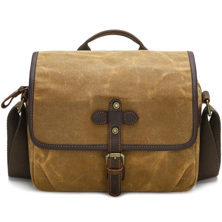 Borsa a tracolla in tela cerata per fotocamera con divisori regolabili, ideale per fotografia DSLR e viaggi., L Dusty Yellow, L Army Green, L Deep Gray, S Army Green, S Dusty Yellow, S Deep Gray