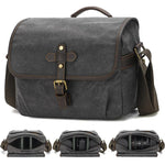 Borsa a tracolla in tela cerata per fotocamera con divisori regolabili, ideale per fotografia DSLR e viaggi., L Dusty Yellow, L Army Green, L Deep Gray, S Army Green, S Dusty Yellow, S Deep Gray