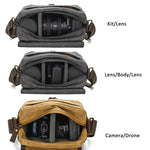 Borsa a tracolla in tela cerata per fotocamera con divisori regolabili, ideale per fotografia DSLR e viaggi., L Dusty Yellow, L Army Green, L Deep Gray, S Army Green, S Dusty Yellow, S Deep Gray