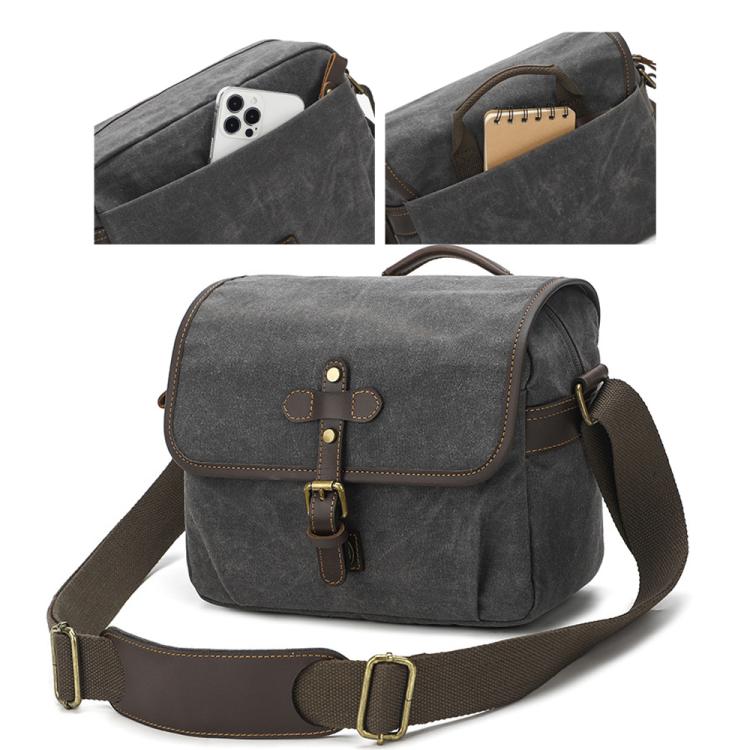 Borsa a tracolla in tela cerata per fotocamera con divisori regolabili, ideale per fotografia DSLR e viaggi., L Dusty Yellow, L Army Green, L Deep Gray, S Army Green, S Dusty Yellow, S Deep Gray