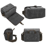 Borsa a tracolla in tela cerata per fotocamera con divisori regolabili, ideale per fotografia DSLR e viaggi., L Dusty Yellow, L Army Green, L Deep Gray, S Army Green, S Dusty Yellow, S Deep Gray