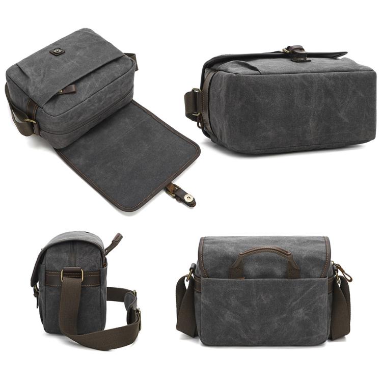 Borsa a tracolla in tela cerata per fotocamera con divisori regolabili, ideale per fotografia DSLR e viaggi., L Dusty Yellow, L Army Green, L Deep Gray, S Army Green, S Dusty Yellow, S Deep Gray