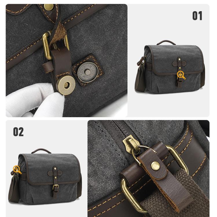 Borsa a tracolla in tela cerata per fotocamera con divisori regolabili, ideale per fotografia DSLR e viaggi., L Dusty Yellow, L Army Green, L Deep Gray, S Army Green, S Dusty Yellow, S Deep Gray