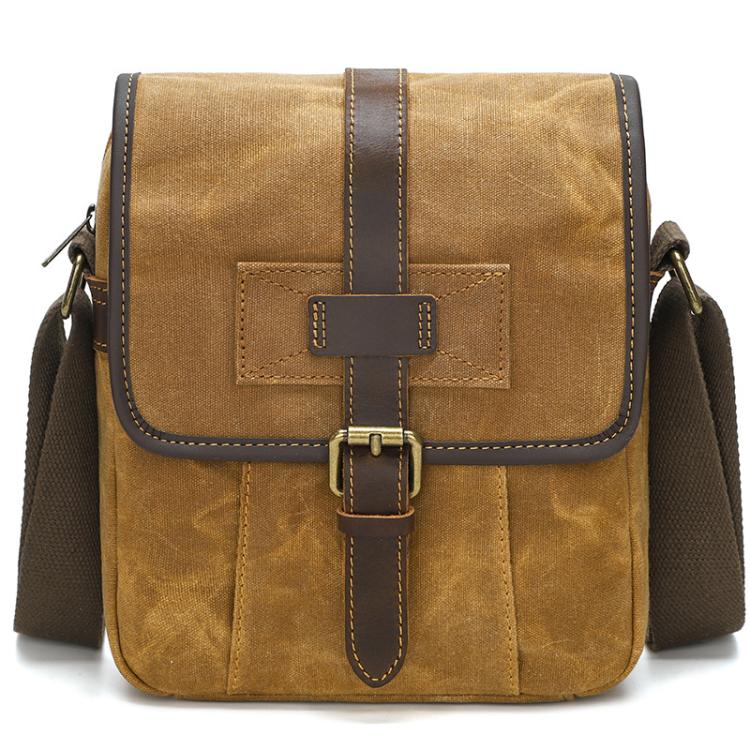 Borsa a tracolla da uomo in tela cerata, borsa a tracolla vintage in pelle Crazy Horse per gli spostamenti quotidiani