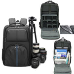 Zaino fotografico QISEMIAN con inserto rimovibile, zona di separazione asciutto/bagnato, divisori personalizzabili per fotocamere e laptop da 16 pollici.