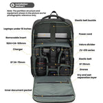Zaino fotografico QISEMIAN con inserto rimovibile, zona di separazione asciutto/bagnato, divisori personalizzabili per fotocamere e laptop da 16 pollici.