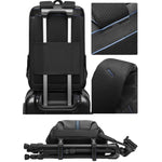 Zaino fotografico QISEMIAN con inserto rimovibile, zona di separazione asciutto/bagnato, divisori personalizzabili per fotocamere e laptop da 16 pollici.