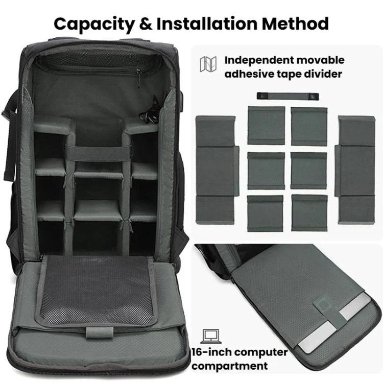 AK818 Borsa fotografica impermeabile antifurto a doppia tracolla, zaino fotografico di grande capacità