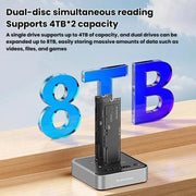 Blueendless SD08 Dual-Bay NVMe SSD Enclosure M.2 Offline Cloning Device 20Gbps High-Speed Solid-State Drive Case, US Plug, EU Plug, UK Plug