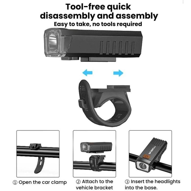 Luce per bicicletta portatile ad alta luminosità con 4 modalità, ideale per uscite notturne all'aperto., SMILING SHARK QX-D404