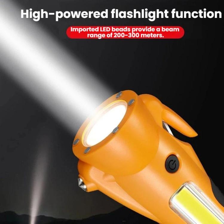 Faro da lavoro multifunzionale di emergenza ad alta intensità con LED COB magnetici e martello di sicurezza per auto.