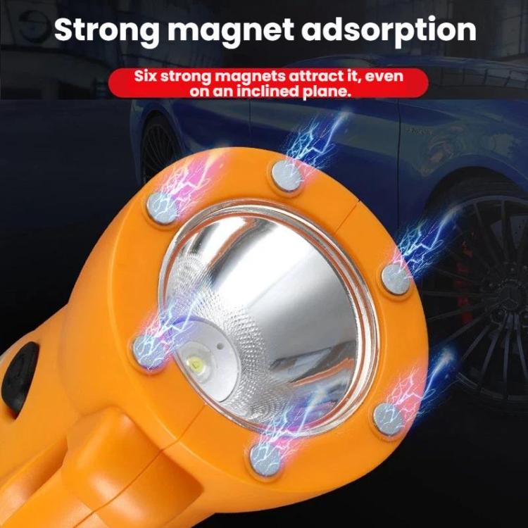 Faro da lavoro multifunzionale di emergenza ad alta intensità con LED COB magnetici e martello di sicurezza per auto.