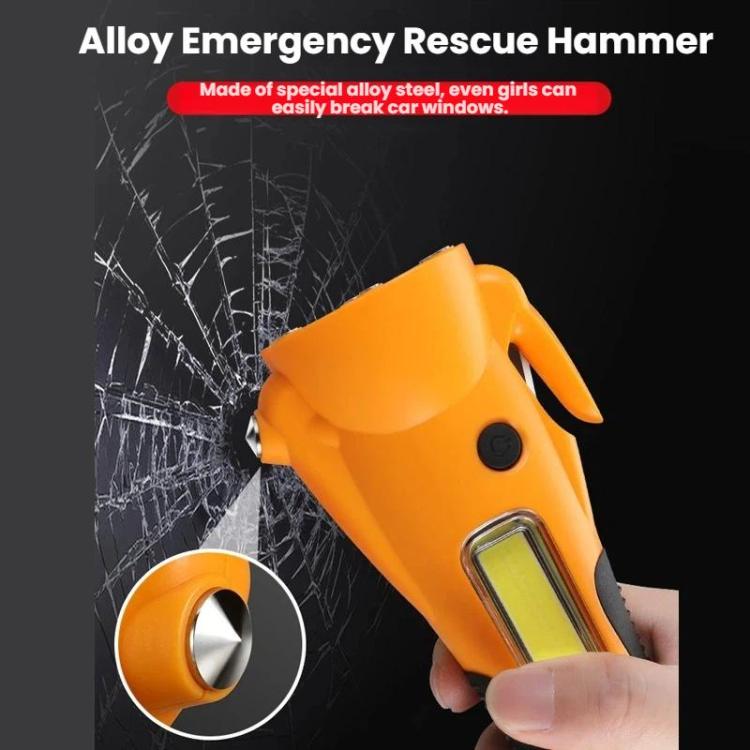 Faro da lavoro multifunzionale di emergenza ad alta intensità con LED COB magnetici e martello di sicurezza per auto.