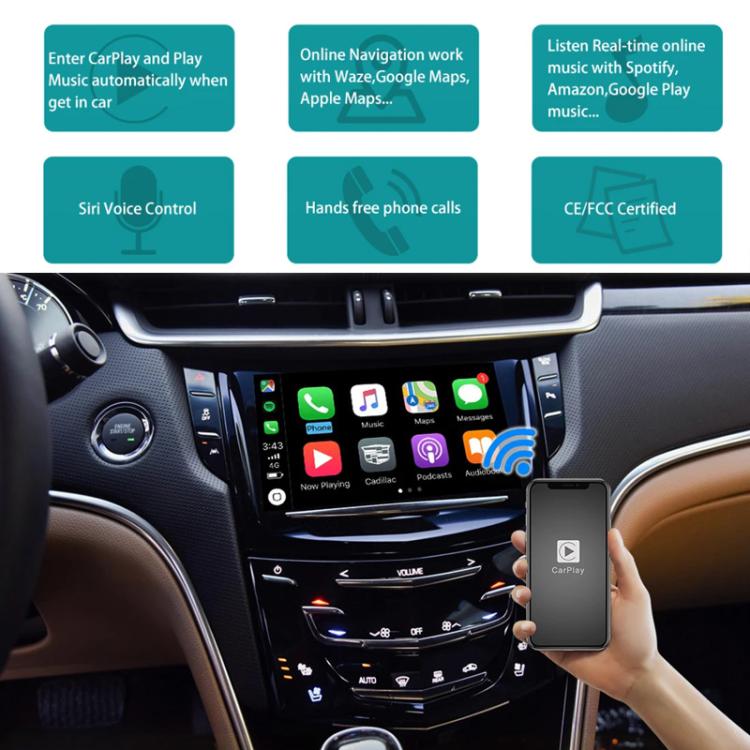 Decoder per modulo CarPlay wireless per Cadillac XTS / ATS / SRX / CTS / XT5 2014-2017, WZGM-1