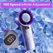 Ventilatore ricaricabile portatile e da tavolo con modalità ghiaccio, 100 velocità turbo, display intelligente, ventilatore personale portatile per esterni e ufficio