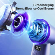 Ventilatore ricaricabile portatile e da tavolo con modalità ghiaccio, 100 velocità turbo, display intelligente, ventilatore personale portatile per esterni e ufficio