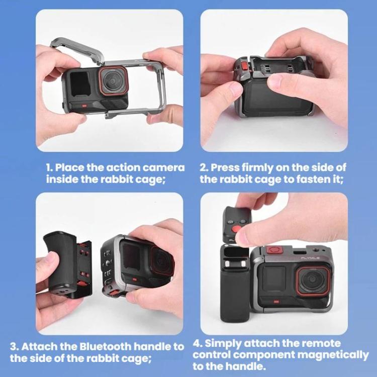 Impugnatura magnetica a sgancio rapido Flymile per action camera Insta360 Ace Pro / 2 / X5, ideale per riprese di strada.