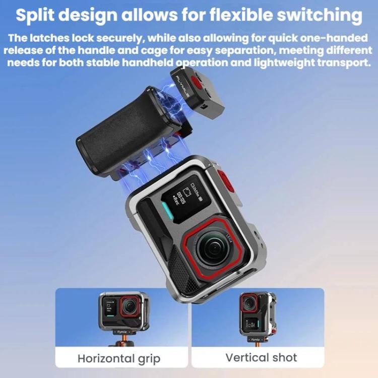 Impugnatura magnetica a sgancio rapido Flymile per action camera Insta360 Ace Pro / 2 / X5, ideale per riprese di strada.