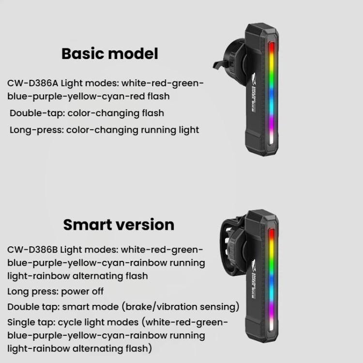Fanale posteriore colorato per bicicletta, luce notturna di segnalazione per mountain bike e bici da strada., SMILING SHARK CW-D386A Basic Version, SMILING SHARK CW-D386B Smart Version