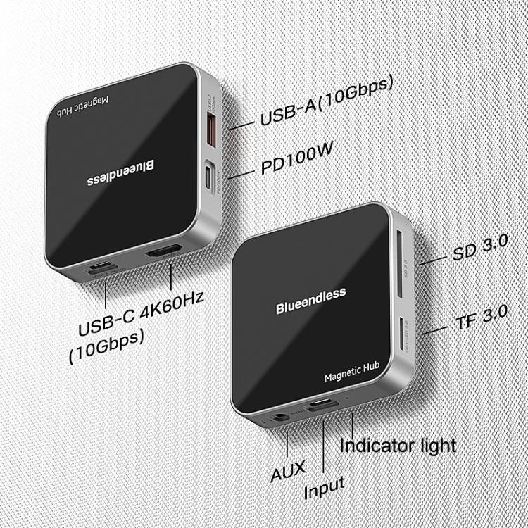 Hub Dock Magnetico Type-C 8 Porte 4K 60Hz USB3.2
