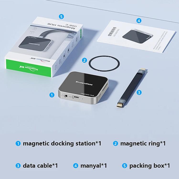 Hub Dock Magnetico Type-C 8 Porte 4K 60Hz USB3.2