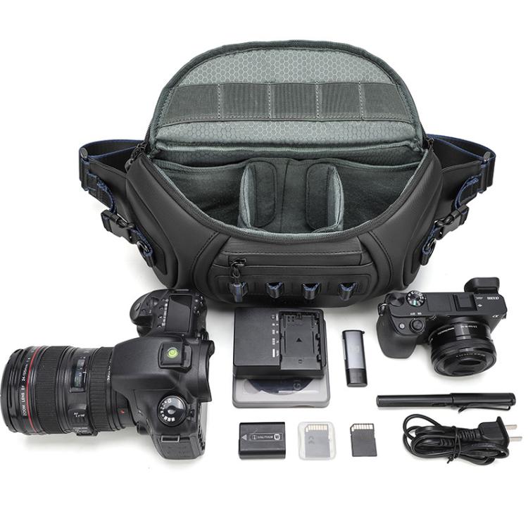 Borsa a tracolla/petto QISEMIAN per fotocamera da uomo con divisori rimovibili, ideale per la città e il pendolarismo.