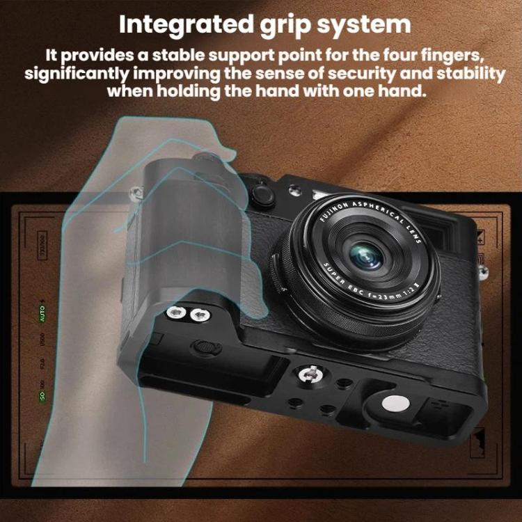 Impugnatura a L con slitta a caldo e supporto per il pollice per fotocamera Fujifilm X100VI Flymile, For Fujifilm X100VI Silver Walnut, For Fujifilm X100VI Black Ebony