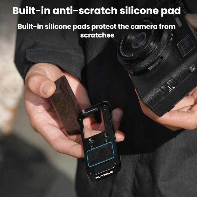 Impugnatura a L con slitta a caldo e supporto per il pollice per fotocamera Fujifilm X100VI Flymile, For Fujifilm X100VI Silver Walnut, For Fujifilm X100VI Black Ebony