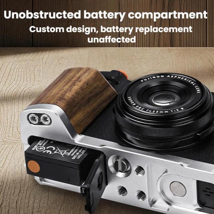 Impugnatura a L con slitta a caldo e supporto per il pollice per fotocamera Fujifilm X100VI Flymile, For Fujifilm X100VI Silver Walnut, For Fujifilm X100VI Black Ebony