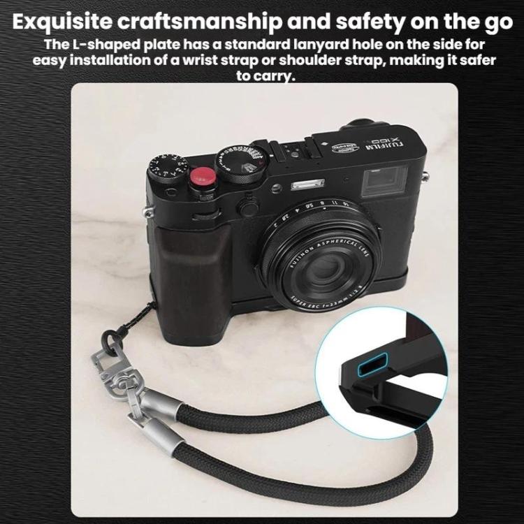 Impugnatura a L con slitta a caldo e supporto per il pollice per fotocamera Fujifilm X100VI Flymile, For Fujifilm X100VI Silver Walnut, For Fujifilm X100VI Black Ebony