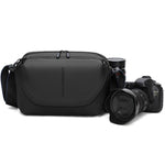 Borsa a tracolla da uomo QISEMIAN All-in-One per fotografia, con inserto rimovibile per fotocamera e supporto per treppiede.