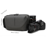 Borsa a tracolla da uomo QISEMIAN All-in-One per fotografia, con inserto rimovibile per fotocamera e supporto per treppiede.