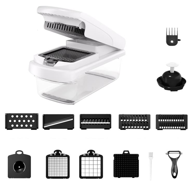 Tritatutto multifunzione per verdure, affettatrice a mandolina, design migliorato con blocco di sicurezza e protezione per le dita., 15 In 1 Gray Green, 15 In 1 Black Cover, 15 In 1 White Cover, 15 In 1 White Green, 18 In 1 White Cover                 ...