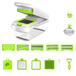 Tritatutto multifunzione per verdure, affettatrice a mandolina, design migliorato con blocco di sicurezza e protezione per le dita., 15 In 1 Gray Green, 15 In 1 Black Cover, 15 In 1 White Cover, 15 In 1 White Green, 18 In 1 White Cover                 ...