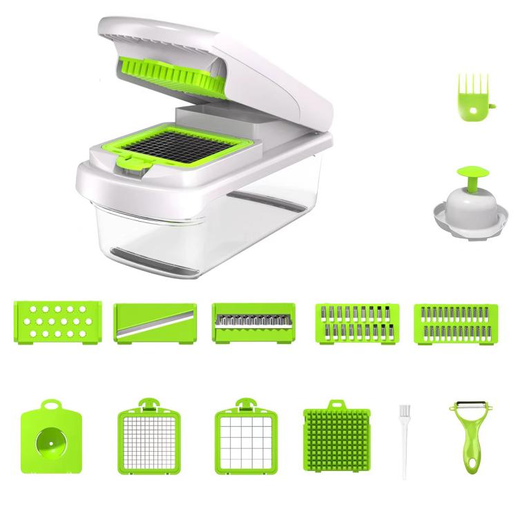 Tritatutto multifunzione per verdure, affettatrice a mandolina, design migliorato con blocco di sicurezza e protezione per le dita., 15 In 1 Gray Green, 15 In 1 Black Cover, 15 In 1 White Cover, 15 In 1 White Green, 18 In 1 White Cover                 ...