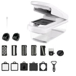 Tritatutto multifunzione per verdure, affettatrice a mandolina, design migliorato con blocco di sicurezza e protezione per le dita., 15 In 1 Gray Green, 15 In 1 Black Cover, 15 In 1 White Cover, 15 In 1 White Green, 18 In 1 White Cover                 ...