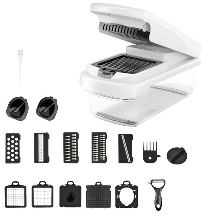 Tritatutto multifunzione per verdure, affettatrice a mandolina, design migliorato con blocco di sicurezza e protezione per le dita., 15 In 1 Gray Green, 15 In 1 Black Cover, 15 In 1 White Cover, 15 In 1 White Green, 18 In 1 White Cover                 ...