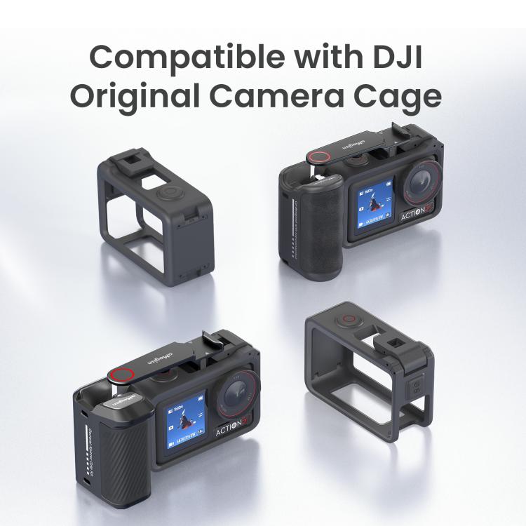 Impugnatura aMaginsn per fotografia di strada per DJI Action 5 Pro/Action 4/Action 3, compatibile con la gabbia originale della fotocamera., Plastic Version, Metal Black, Metal Gray