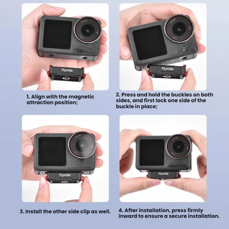 Adattatore di espansione magnetico a sgancio rapido Flymile per DJI Osmo Action 3 / 4 / 5 Pro, For DJI Osmo Action 3 / 4 / 5 Pro