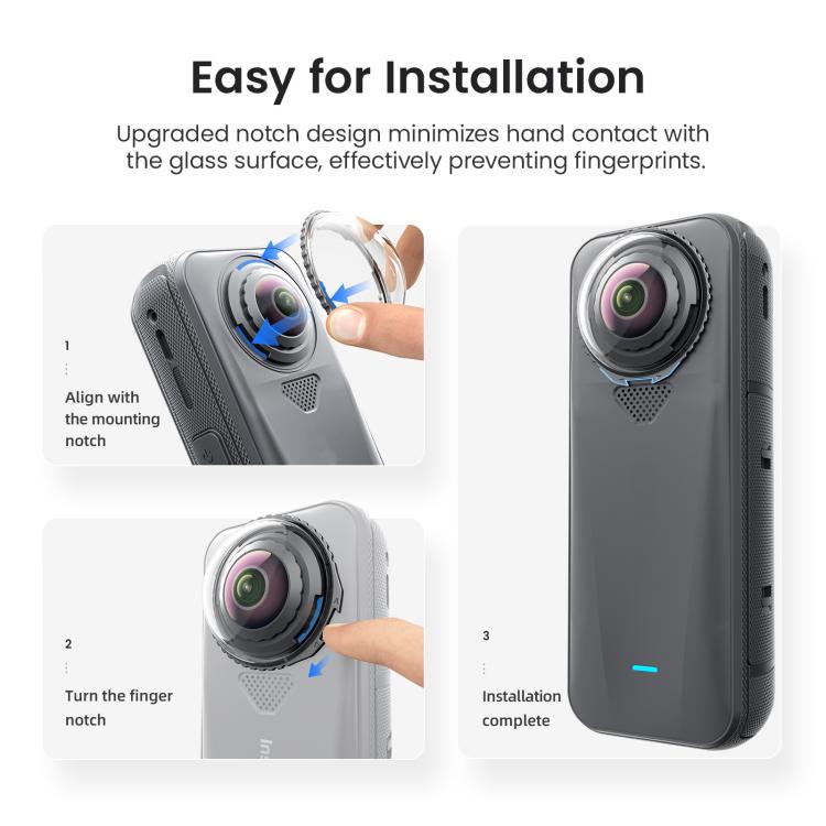 Protezioni per obiettivo standard AMaginsn per Insta360 X4 Air, accessorio di ricambio in vetro protettivo a scatto.