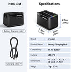 Base di ricarica rapida a doppia batteria per Insta360 X4 Air AMagisn, per 2 batterie contemporaneamente, con indicatore LED.