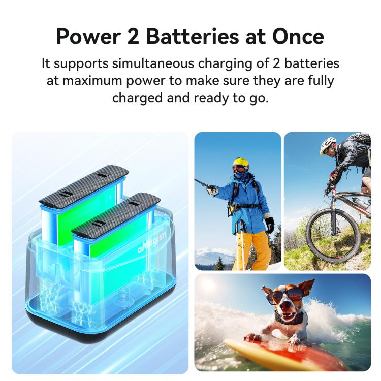 Base di ricarica rapida a doppia batteria per Insta360 X4 Air AMagisn, per 2 batterie contemporaneamente, con indicatore LED.