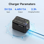 Base di ricarica rapida a doppia batteria per Insta360 X4 Air AMagisn, per 2 batterie contemporaneamente, con indicatore LED.