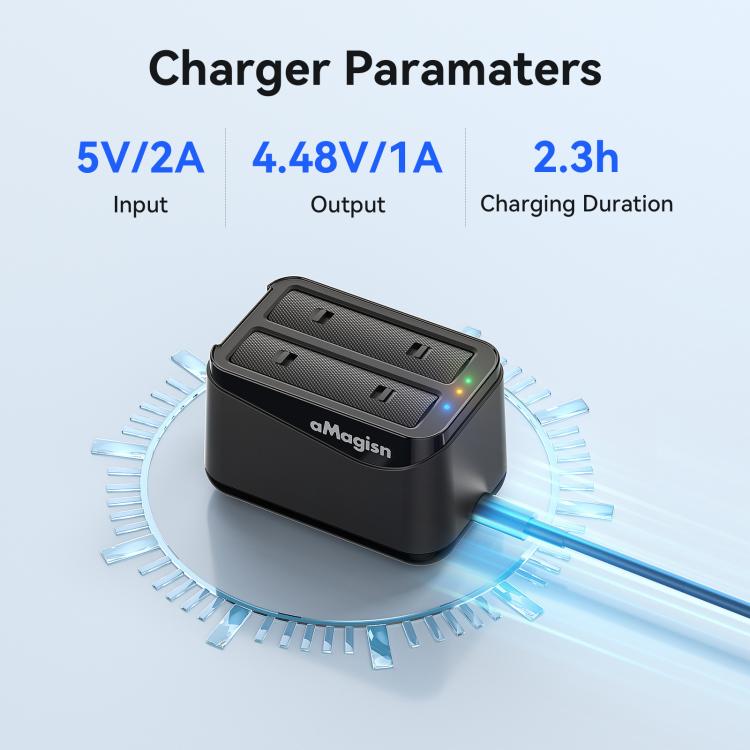 Base di ricarica rapida a doppia batteria per Insta360 X4 Air AMagisn, per 2 batterie contemporaneamente, con indicatore LED.