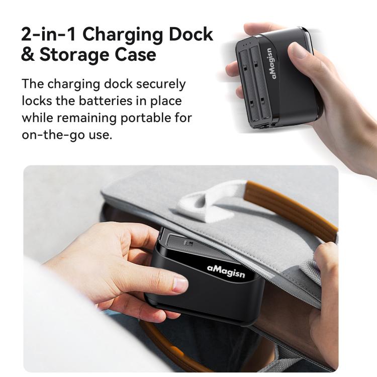 Base di ricarica rapida a doppia batteria per Insta360 X4 Air AMagisn, per 2 batterie contemporaneamente, con indicatore LED.