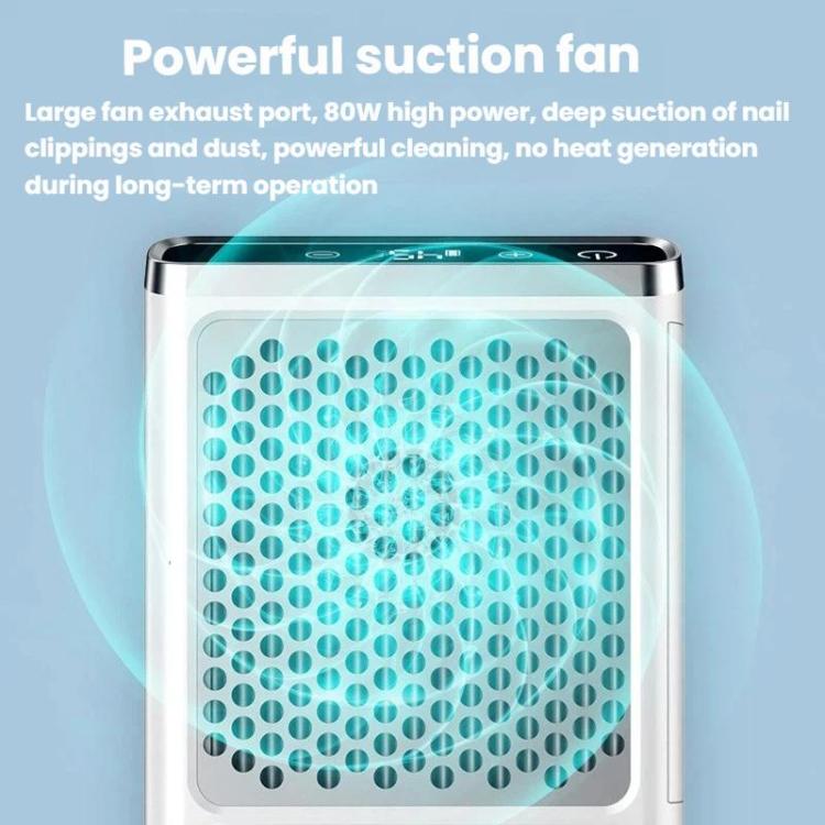 BLUEQUE Aspiratore per polvere di unghie ricaricabile ad alta potenza da 80 W, silenzioso, US Plug, EU Plug