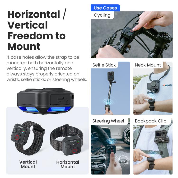 Telecomando Bluetooth aMaginsn per scatto remoto per DJI Osmo Action 6/Action 5 Pro/Action 4/Osmo 360, AA28