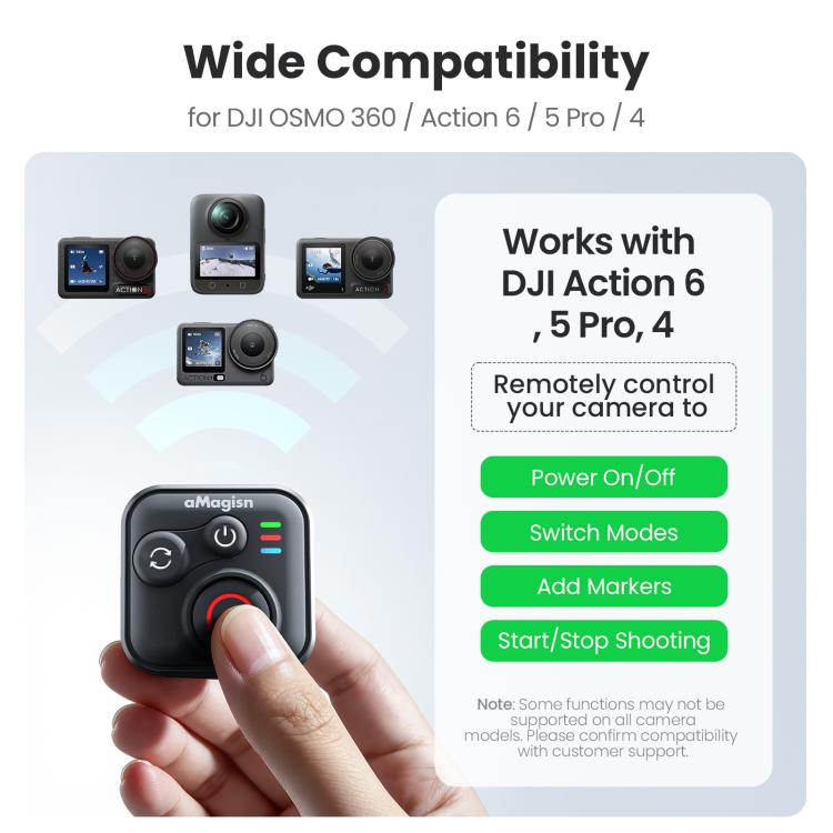 Telecomando Bluetooth aMaginsn per scatto remoto per DJI Osmo Action 6/Action 5 Pro/Action 4/Osmo 360, AA28