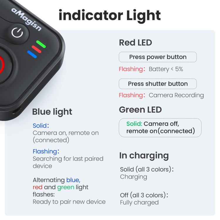 Telecomando Bluetooth aMaginsn per scatto remoto per DJI Osmo Action 6/Action 5 Pro/Action 4/Osmo 360, AA28